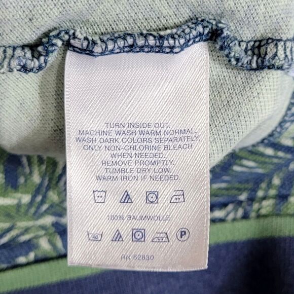 Lands End Polo Shirt Mens Large Blue Green Floral Short Sleeve Traditional Fit - Picture 11 of 12